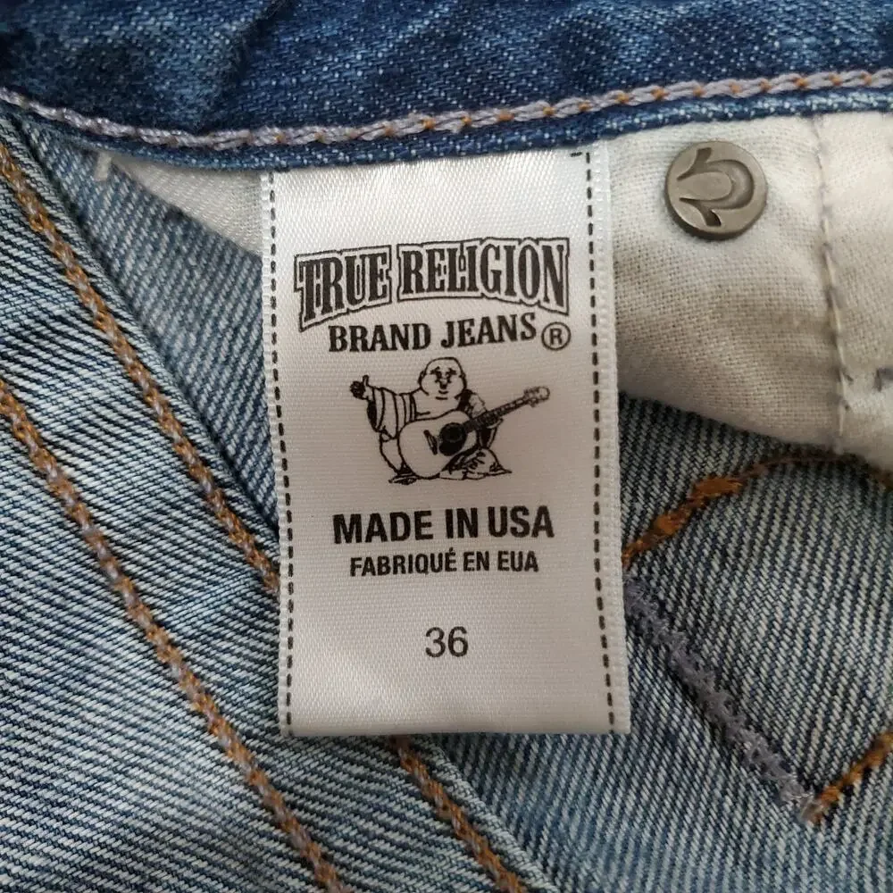 True Religion Y2K Geno Cut-Off Jean Shorts Jorts 36 Made in USA